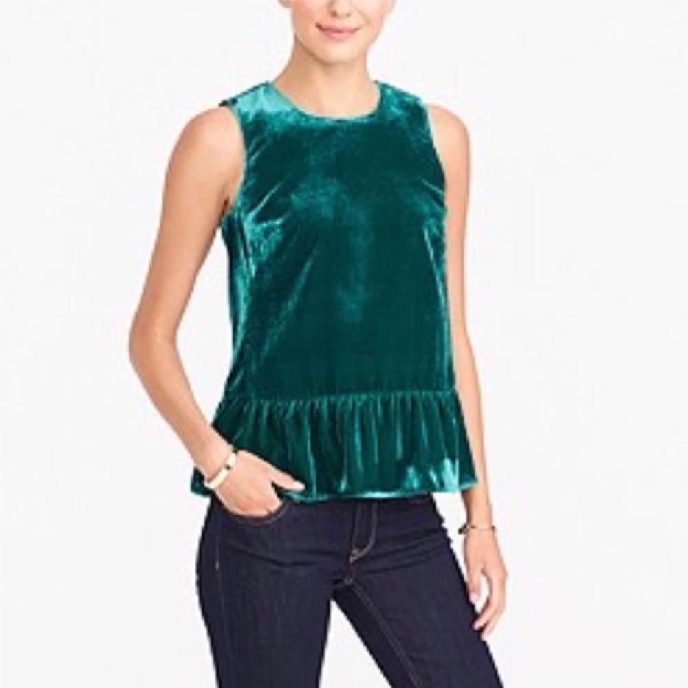 Crushed Velvet Emerald Green J. Crew top